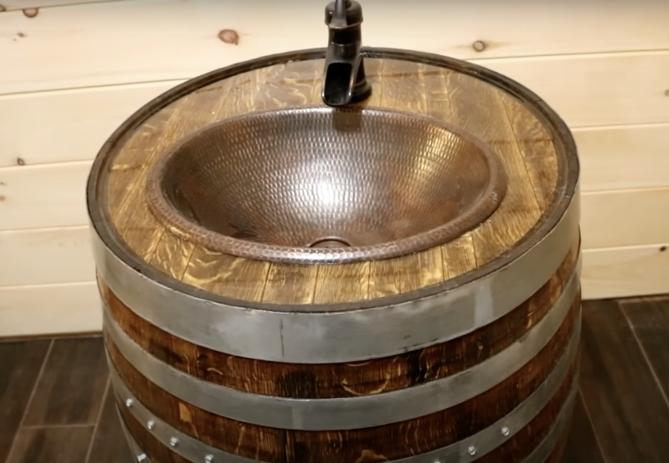 Whiskey Barrel Sink DIY