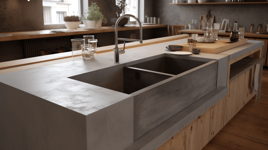 Maximizing Function And Style Concrete Kitchen Sinks   Concrete Kitchen Sink Ideas 1024x574 